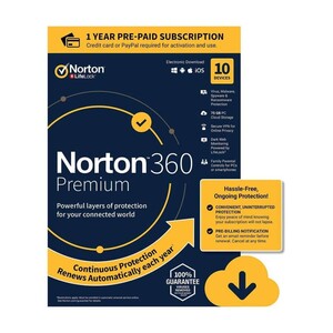 Norton 360 Premium for 10 Devices – 1 Year 2021